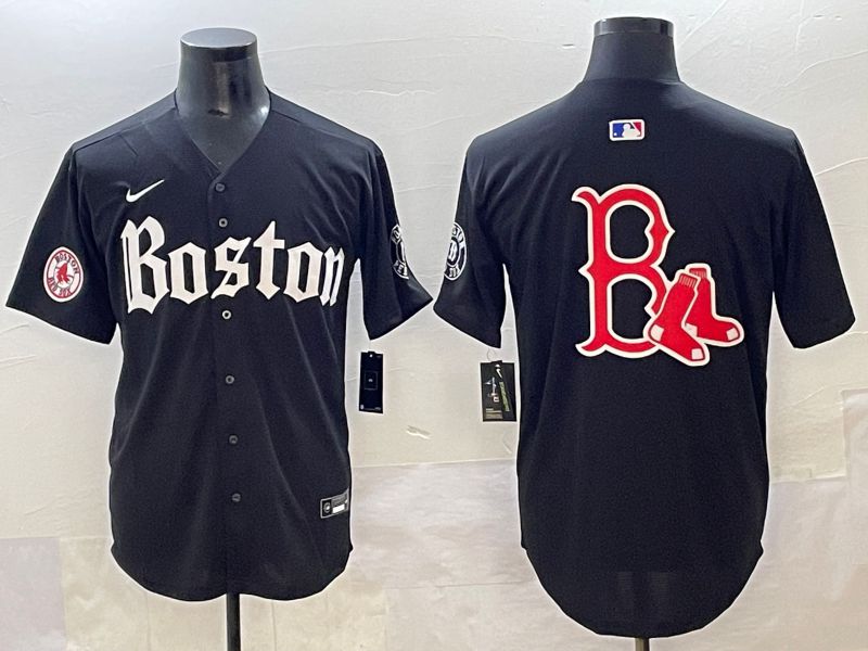 Men 2025 Boston Red Sox Blank Black Five generations Joint Name Nike MLB Jersey style 6